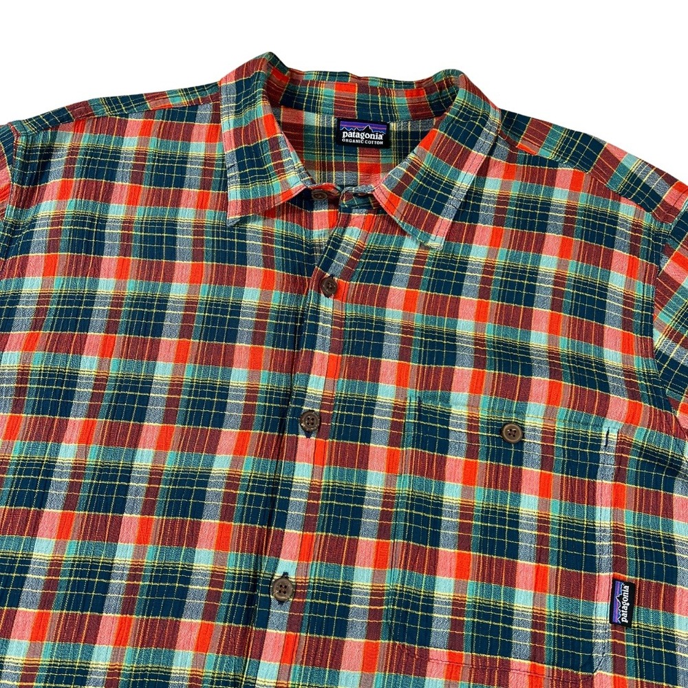 Patagonia Organic Cotton Plaid Shirt Mens Short Sleeve Button‎ Front